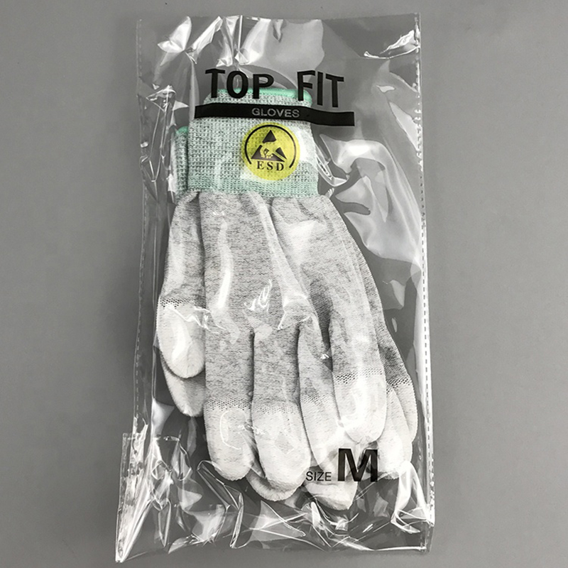 Carbonfaser-Nylon-ESD-Fingerhandschuh mit PU-Beschichtung