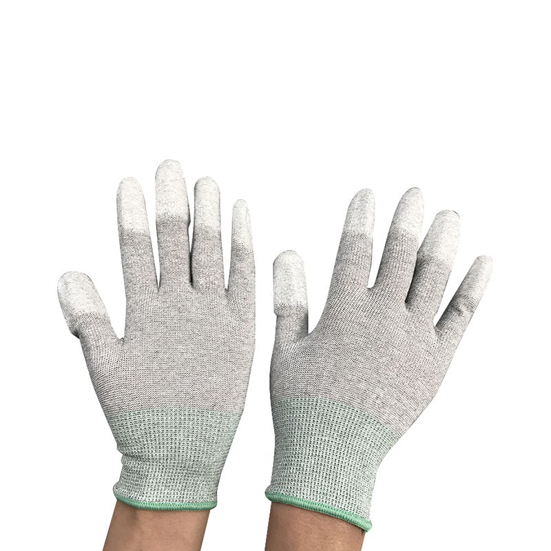 Carbonfaser-Nylon-ESD-Fingerhandschuh mit PU-Beschichtung